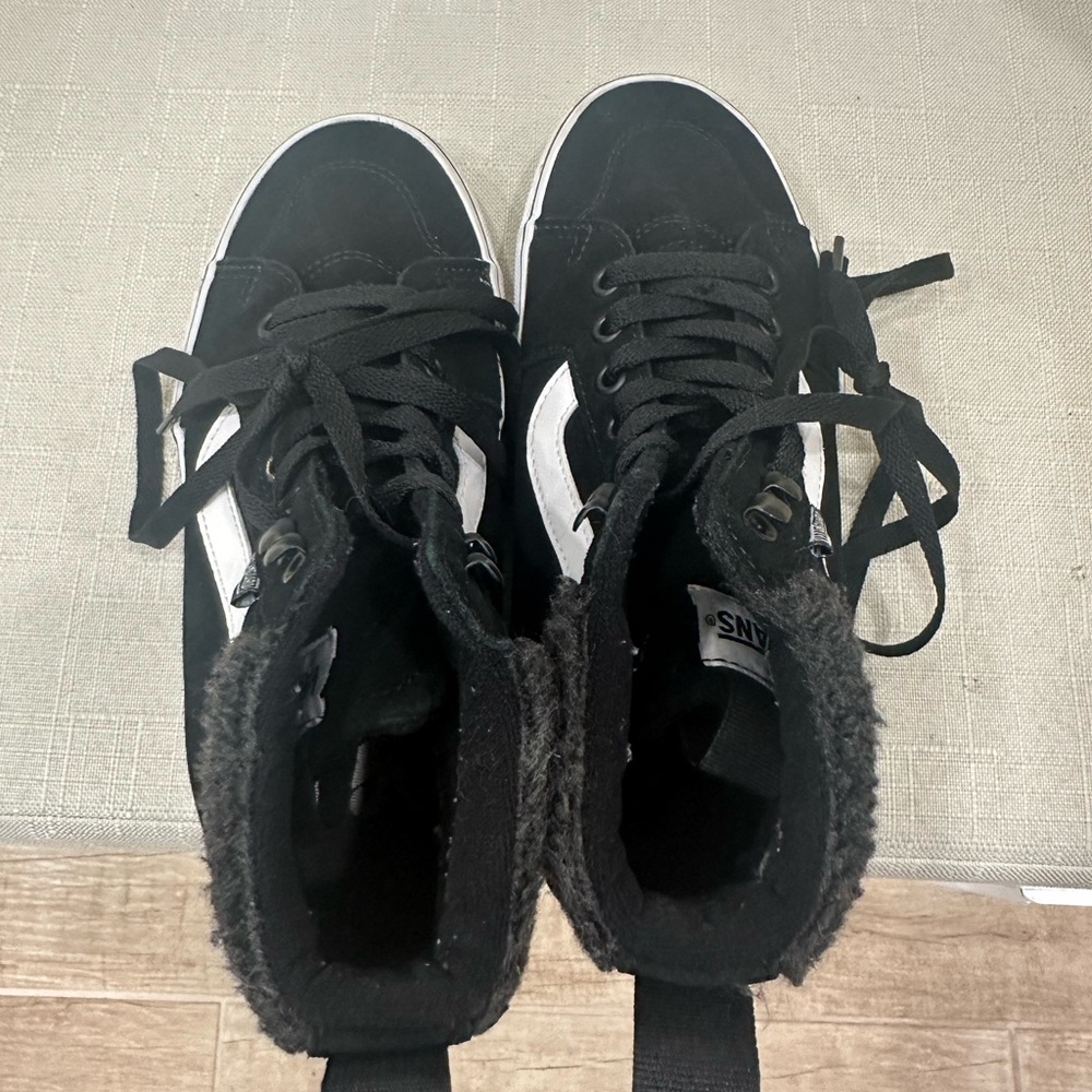 Vans Black Suede High-Top Sneakers with White Side Stripe